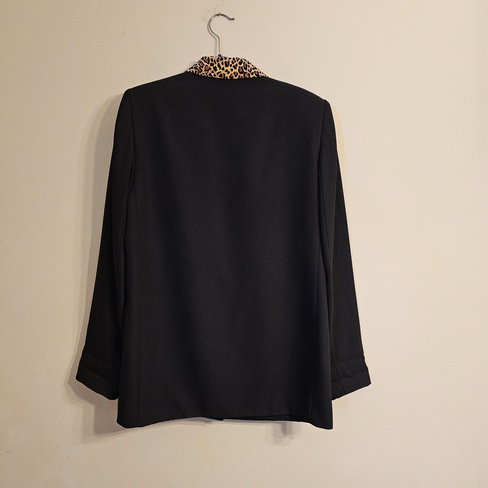 Women's Criscione 3 Piece Skirt Suit Leopard Black Lined Size S Made in USA - Picture 3 of 16